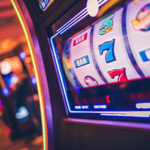 A close up of the slot machine screen