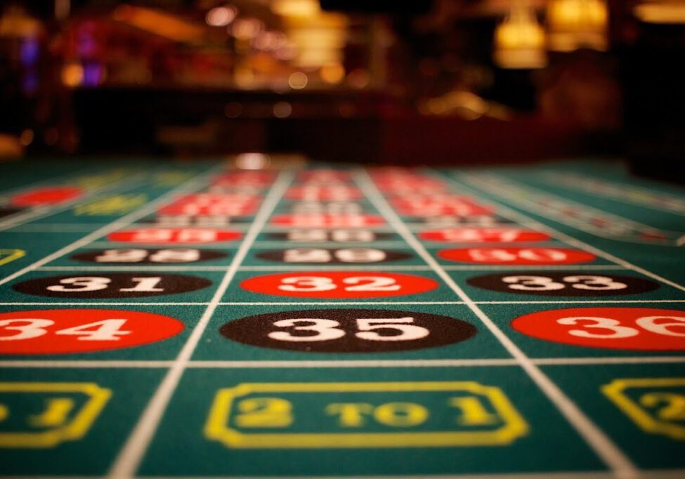 A close up of the numbers on a roulette table